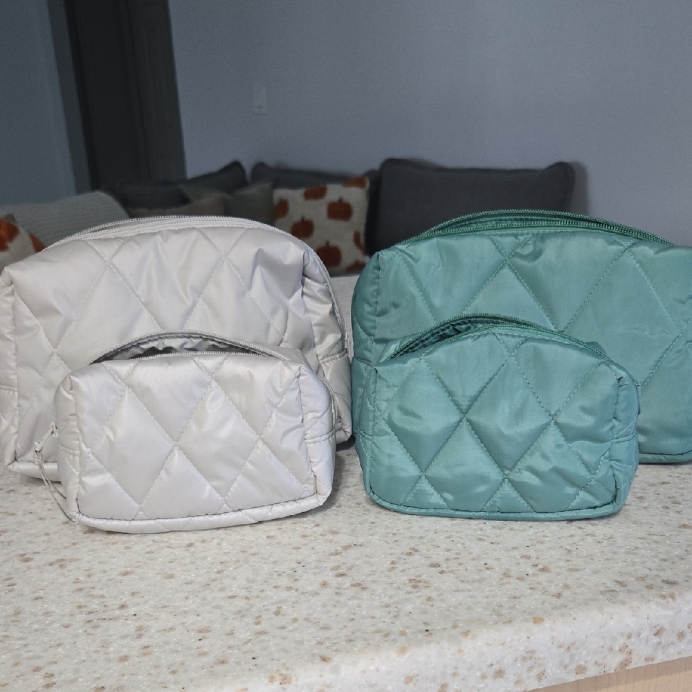 Vera Bradley Quilted Bag Set in Green and Gray
